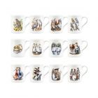 12 small bone china mugs in the design of the 12 days of Christmas