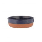 Navy blue dipped glaze tapas bowl made form natural terracotta.
