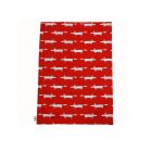 Fox printed cotton tea towel in red
