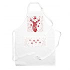 white polyester kitchen apron with a Christmas themed deer design