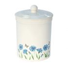 Ceramic pot with blue floral and butterfly print