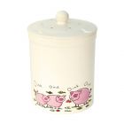 Cream and pink pig designed compost bin for kitchen use