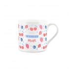 white bone china mug with red and blue berry design, and 'you're the berry best mum' text