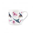 Large fine china mug with detailed hummingbird and roses print