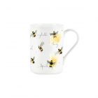 Beekeeping jargon mug with watercolour flying bee print and beekeeping words