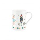 Fine bone china mug in white with a nutcracker and ballerina print