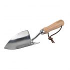 a RHS endorsed groundbreaker hand trowel with pointed tip, made from stainless steel and FSC hardwood