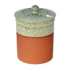 Speckle glazed top and lid terracotta pot for composting