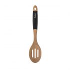 acacia wood and silicone slotted spoon for cooking