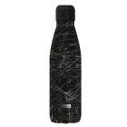 Black stainless steel water bottle with paint splash line design