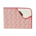 Deep pink, heart printed baby blanket, with contrasting binding and a soft velour reverse