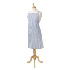 blue & white striped 100% cotton apron with large front pocket and adjustable neck and waist ties