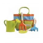 smart garden multicoloured children's gardening tool set with fork, trowel, rake, watering can and bag