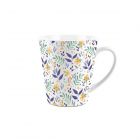 Ceramic latte  mug printed with blue flowers