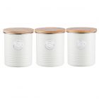 cream tea, coffee sugar storage jars with bamboo lids