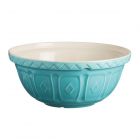 a large stoneware mixing bowl, finished in a turquoise glaze