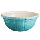 a large stoneware mixing bowl, finished in a turquoise glaze