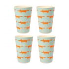 Scion Mr Fox Blue Bamboo Tumblers - Pack of 4
