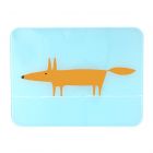 bright blue tempered glass worktop protector with large orange fox pattern