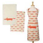 Scion Mr Fox Stone - Apron & Tea Towels Set