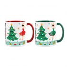 Christmas mug set with nutcracker, ballerina and christmas trees print