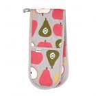 grey cotton double oven glove with red and green fruit design