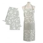 Peter Rabbit Classic Cotton Apron & Tea Towels Set - Grey
