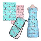 bright and colourful kitchen linens set with zoo animal design