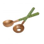 set of green polka dot salad servers