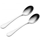 Mirror-finished stainless steel serving spoons in a set of 2