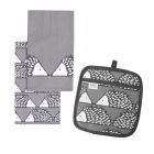 Scion Spike Grey - Tea Towels & Pot Grab Set