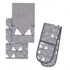 Scion Spike Grey - Tea Towels & Double Glove Set