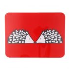tempered glass worktop saver with red background and large hedgehog design