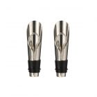 set of two stainless steel wine pourers/stopper set