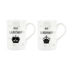 Purely Home Bone China Royal Mug Set - Her Ladyship & His Lordship