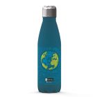 Matte Dark blue Stainless steel water bottle with climate change artwork