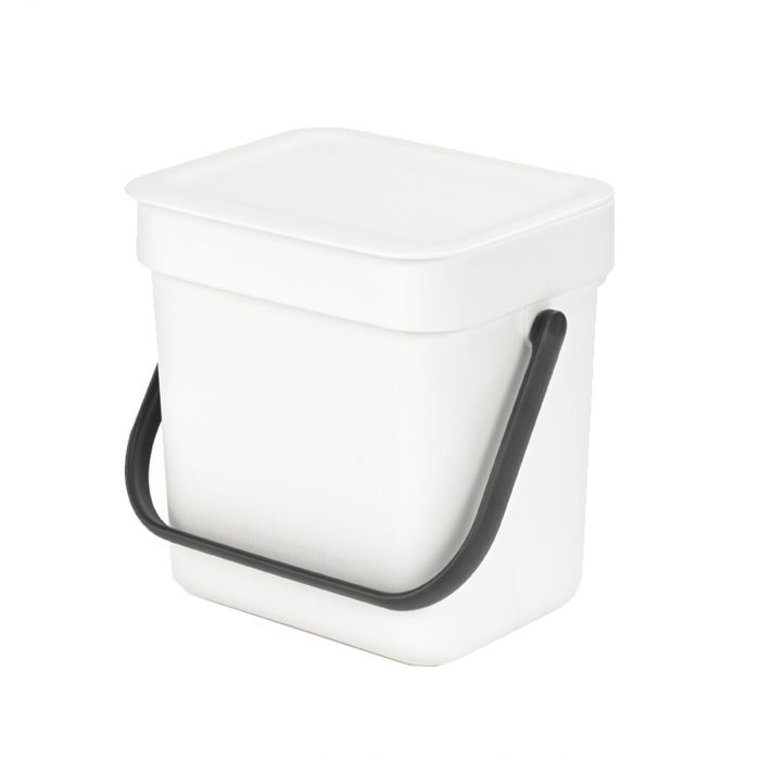 3 Litre Brabantia Sort & Go Small Kitchen Food Waste Bin/Caddy White 