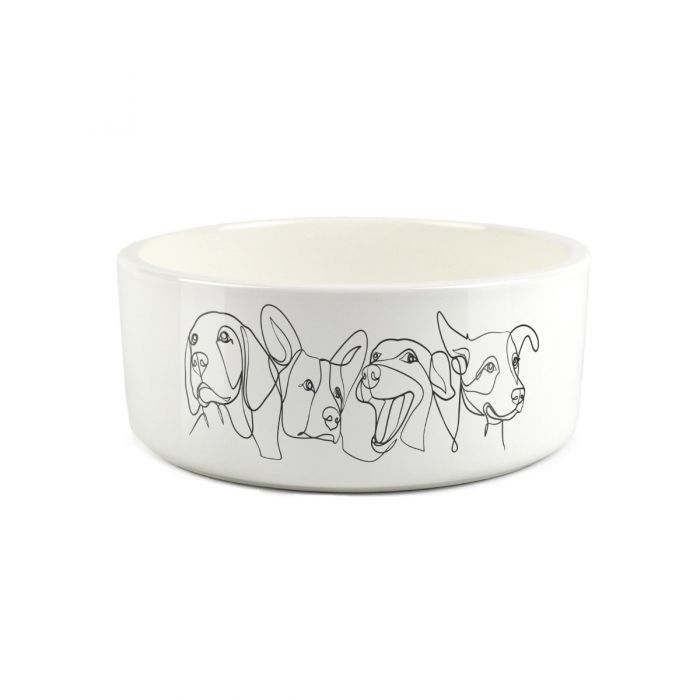 White ceramic pet bowl deals