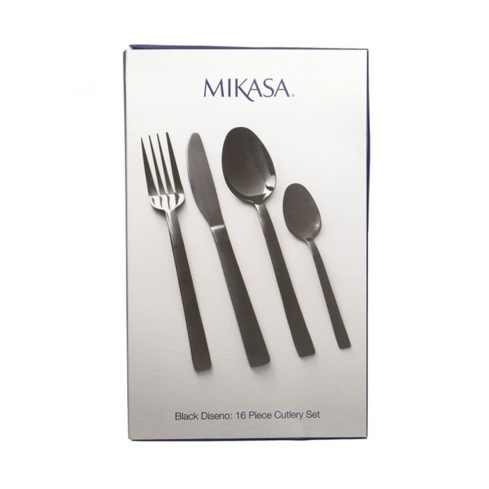 Mikasa Diseno Black Cutlery Set 16 Piece The Caddy Company