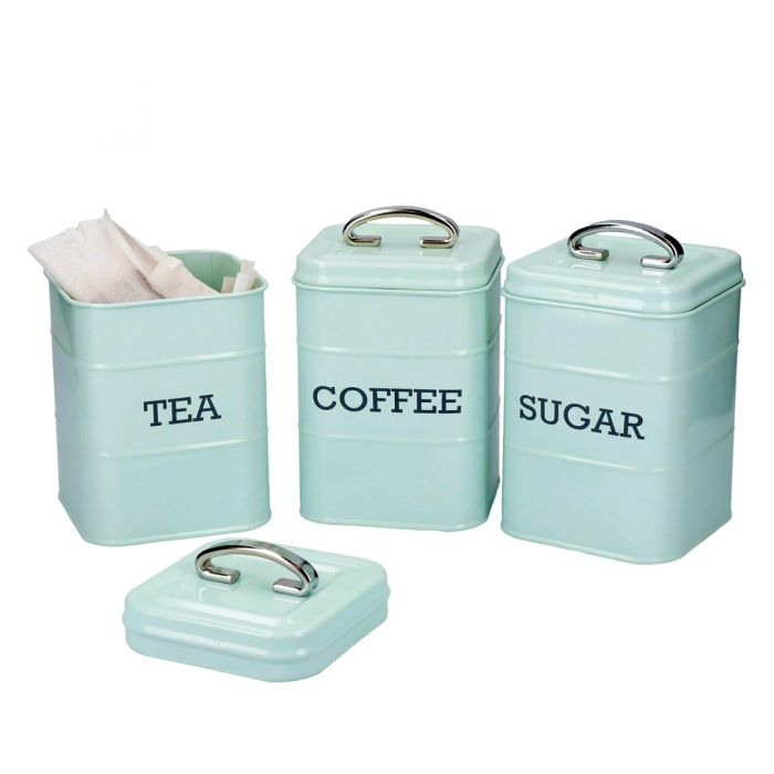 Mint green tea coffee sugar canisters hot sale