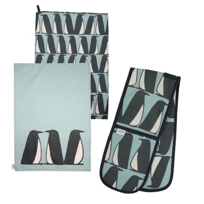 Scion Pedro Penguin Ice Set Tea Towels Double Oven Glove The