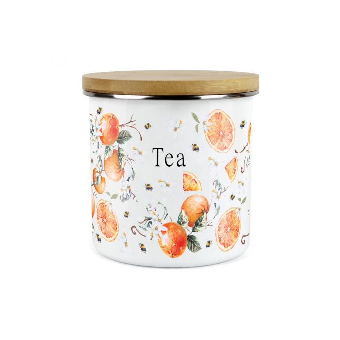 Orange kitchen tea coffee sugar canisters top
