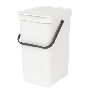Brabantia Sort & Go Kitchen Recycling Bin - White - 12L Size