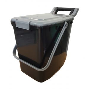 Clip Lid - Large Kerbside Compost Caddy - 23L - Black with silver lid