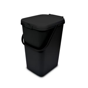 an 18L black storage and recycling bin made from recycled plastic