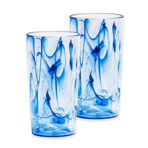 Aegean Swirl Blue Acrylic Plastic Jumbo Drinking Cups Set - 23oz