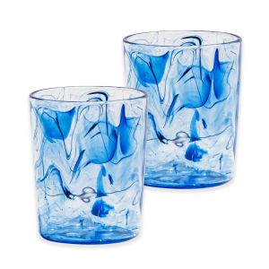 Aegean Swirl Blue Acrylic Plastic Drinking Tumblers - 12.4oz
