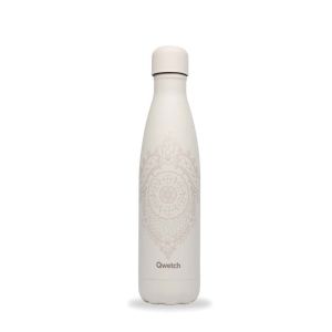 Stainless steel water bottle with ivory floral artwork