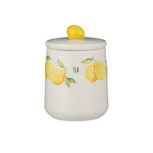 Ceramic tea storage canister with 3D lemon design and handle