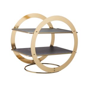 brass and slate wheel shaped serving stand